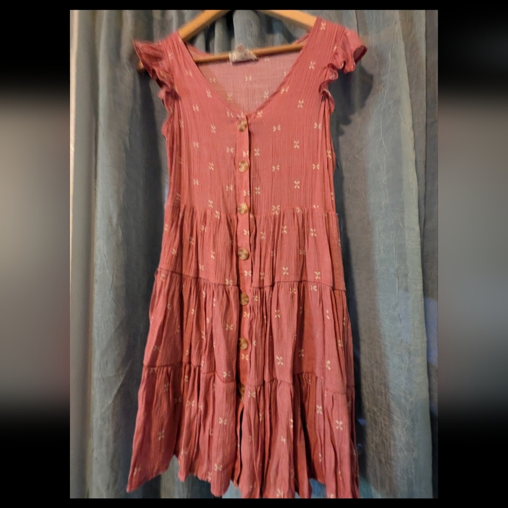 Sweet Wanderer Pink Dress with White Accents